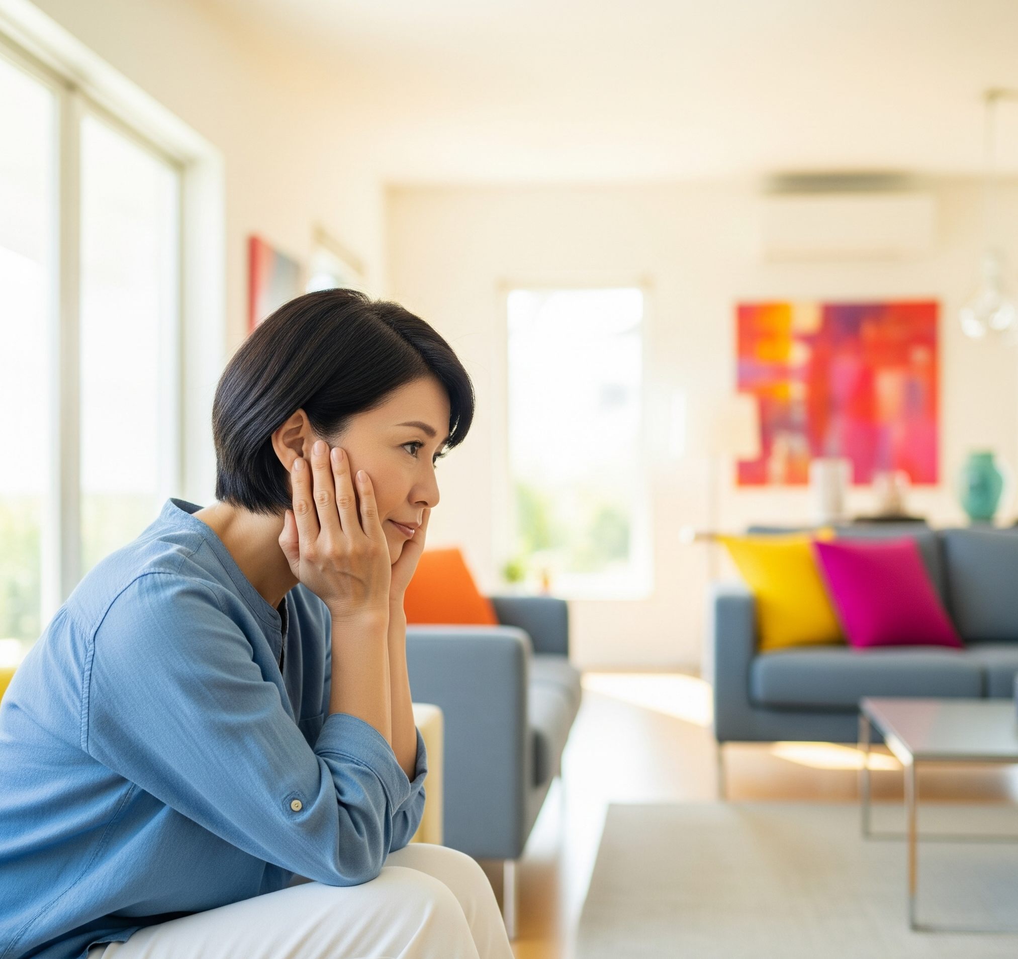 将来への不安を抱える女性